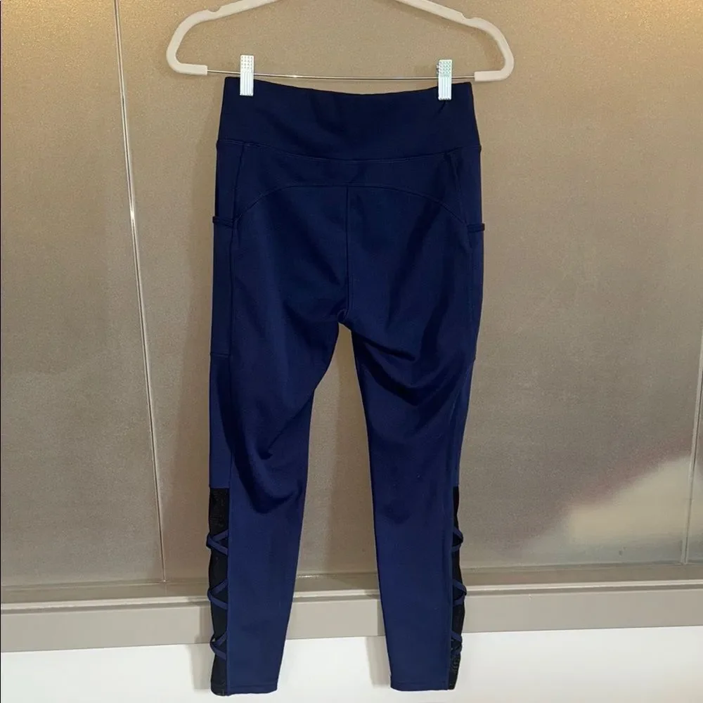 Navy Blue Leggings with Black Accents - Picture 2 of 6